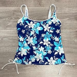 Cazimi Swimwear Tankini Top Blue Floral Built In Bra 12